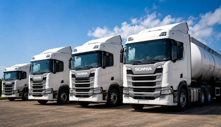 Fleet of trucks at the depot